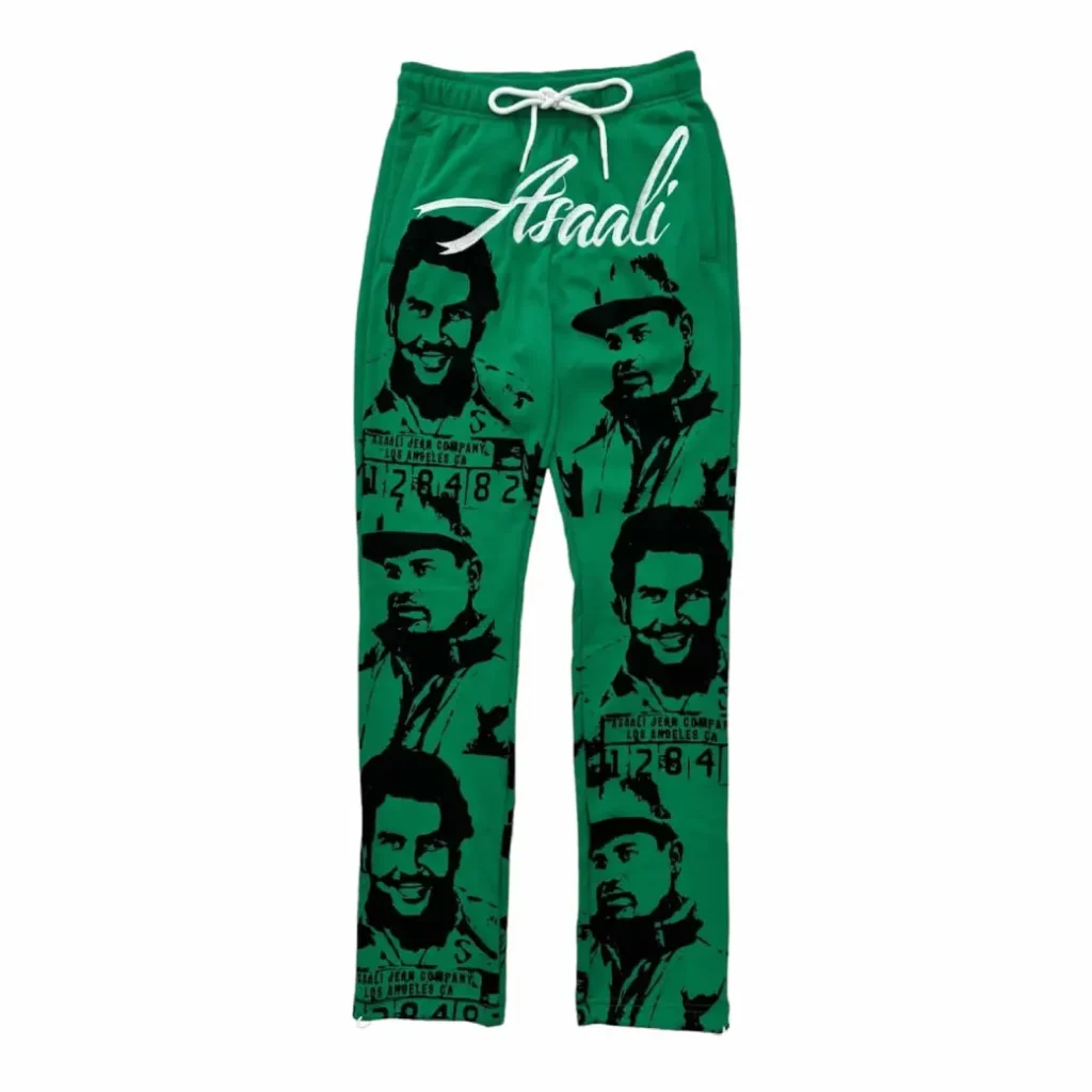 Asaali SS24 OG Cartel Green Sweatpants- front side
